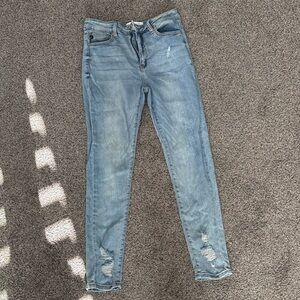 KanCan Light Blue Skinny Jeans with Distressed Details